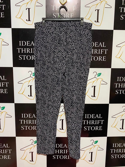 GEORGE |XL| WAIST 34| A11| WOMEN'S BLACK & WHITE MONOCHROME SPECKLED FAN PRINT ANKLE TROUSERS