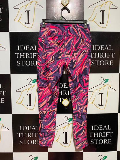UNDER AEMOUR |M| WAIST 26| A11| WOMEN'S VIBRANT NEON PINK & PURPLE PSYCHEDELIC MARBLE PRINT HIGH-WAIST LEGGINGS