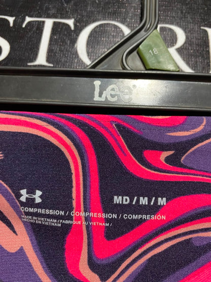 UNDER AEMOUR |M| WAIST 26| A11| WOMEN'S VIBRANT NEON PINK & PURPLE PSYCHEDELIC MARBLE PRINT HIGH-WAIST LEGGINGS