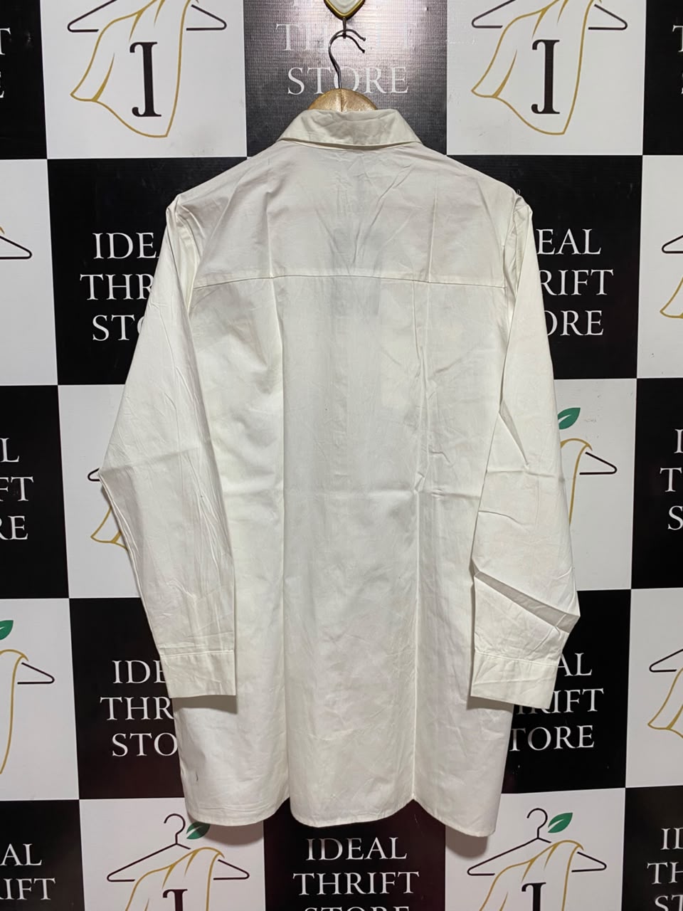 PRETTYLITTLE THING |XL| BUST 23| A11| WOMEN'S OFF-WHITE OVERSIZED BUTTON-DOWN POPLIN SHIRT DRESS