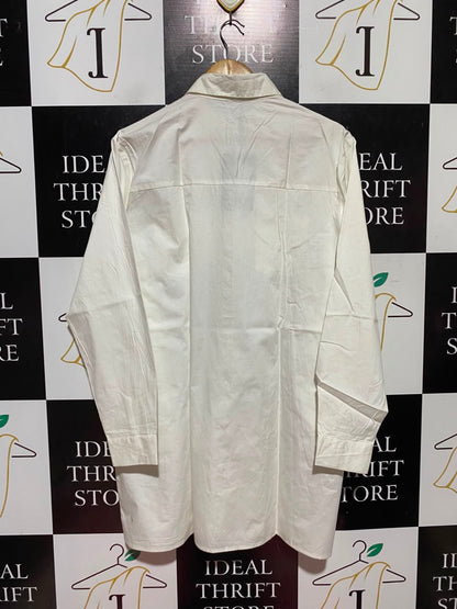 PRETTYLITTLE THING |XL| BUST 23| A11| WOMEN'S OFF-WHITE OVERSIZED BUTTON-DOWN POPLIN SHIRT DRESS