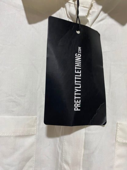 PRETTYLITTLE THING |XL| BUST 23| A11| WOMEN'S OFF-WHITE OVERSIZED BUTTON-DOWN POPLIN SHIRT DRESS
