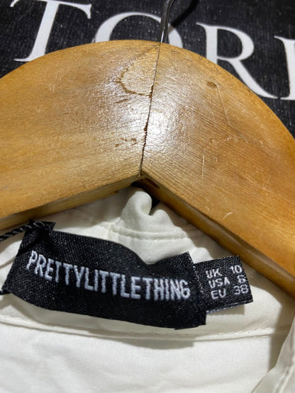 PRETTYLITTLE THING |XL| BUST 23| A11| WOMEN'S OFF-WHITE OVERSIZED BUTTON-DOWN POPLIN SHIRT DRESS
