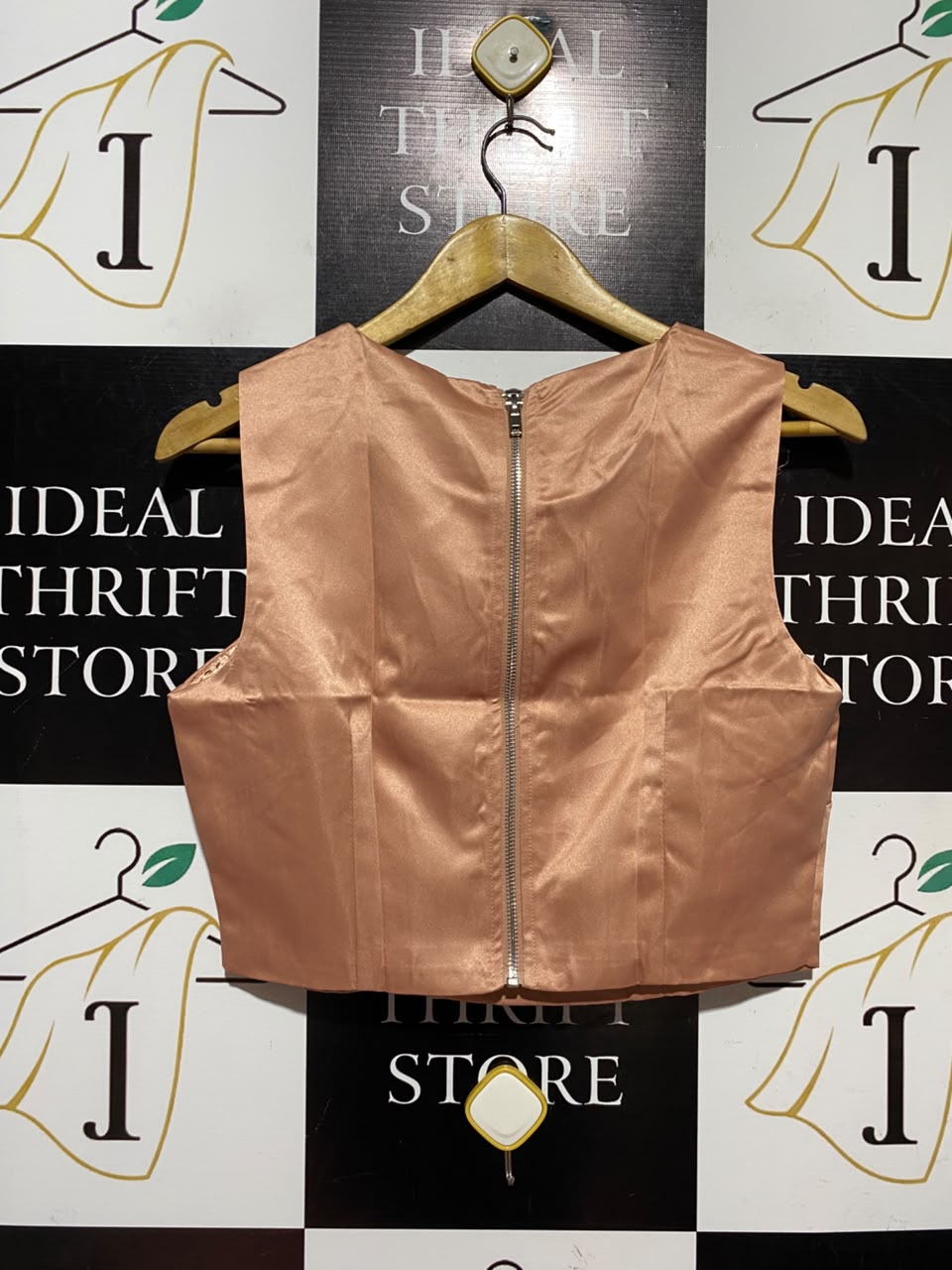 BOOHOO |M| BUST 18| A11| WOMEN'S DUSTY ROSE PINK SATIN CROPPED TANK TOP