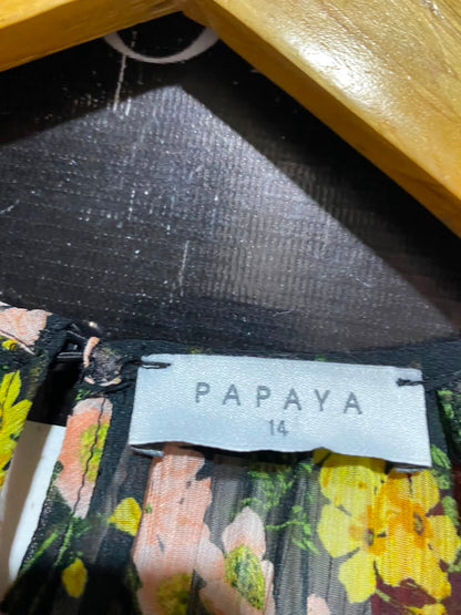 PAPAYA |L| BUST 19| A11| WOMEN'S BLACK & YELLOW FLORAL CHIFFON TIERED MAXI DRESS