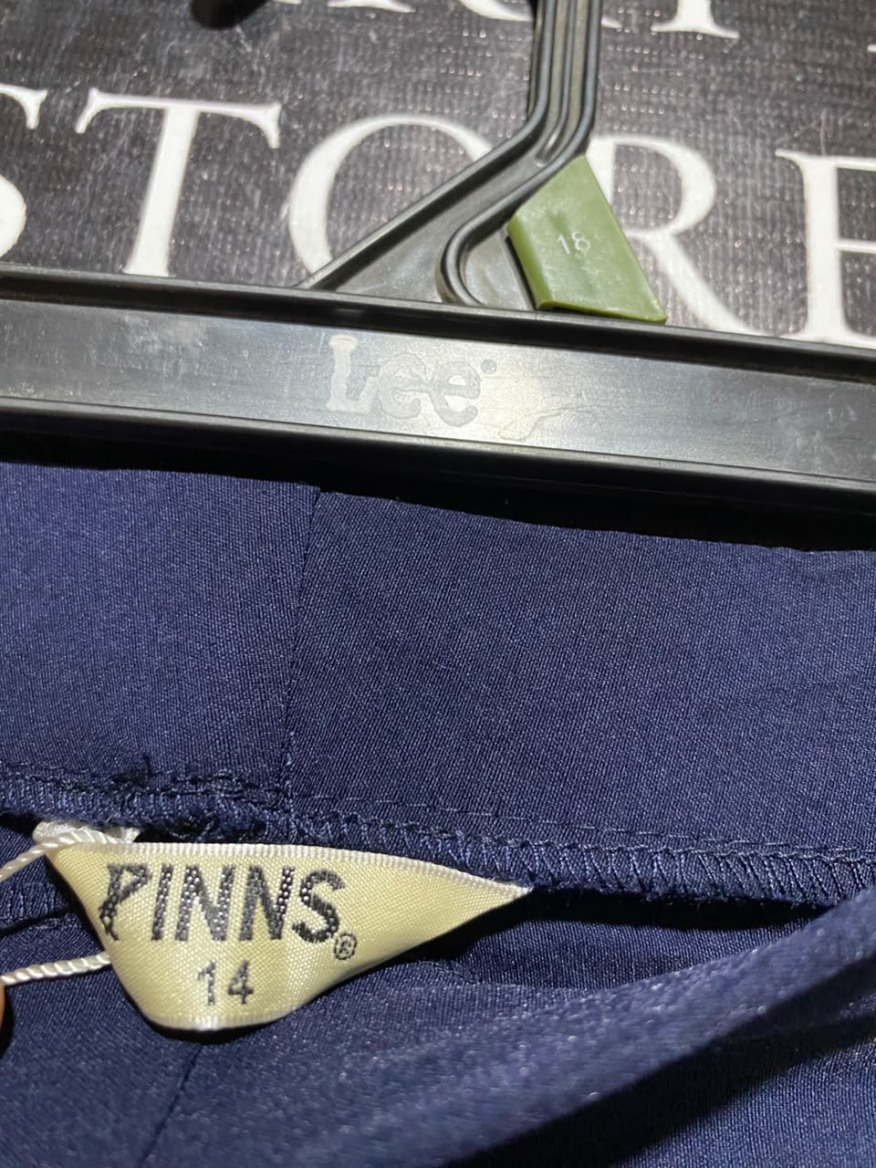 PINNS |L| WAIST 32| A11| WOMEN'S SOLID NAVY BLUE COMFORT STRETCH STRAIGHT-LEG ANKLE TROUSERS