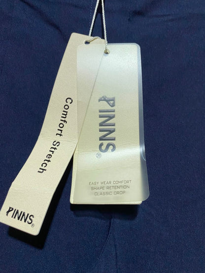 PINNS |L| WAIST 32| A11| WOMEN'S SOLID NAVY BLUE COMFORT STRETCH STRAIGHT-LEG ANKLE TROUSERS