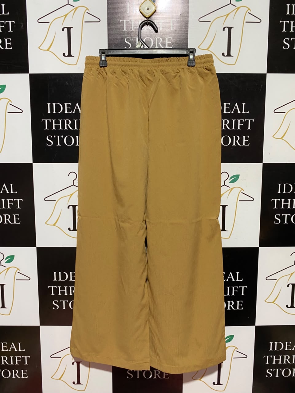 |XL| WAIST 31| A11| WOMEN'S MUSTARD YELLOW DRAWSTRING ELASTIC WAIST WIDE-LEG TROUSERS