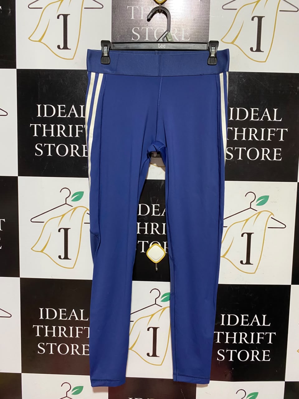 ADIDAS |M| WAIST 28| A11| ROYAL BLUE THREE-STRIPE HIGH-WAIST ACTIVE LEGGINGS