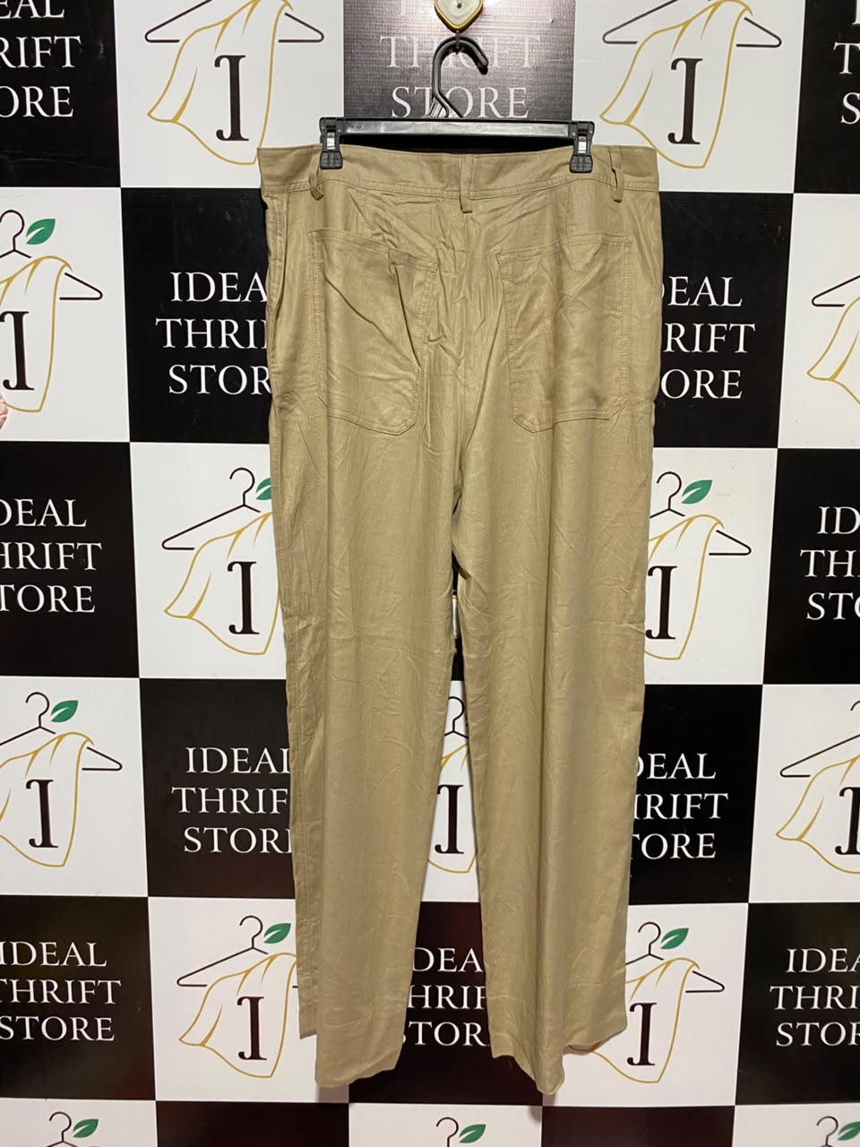 M&S |XXL| WAIST 36| A11| BEIGE LINEN-BLEND HIGH-RISE WIDE-LEG TROUSERS
