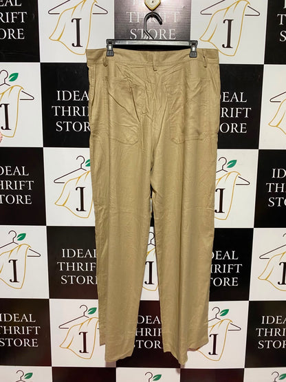 M&S |XXL| WAIST 36| A11| BEIGE LINEN-BLEND HIGH-RISE WIDE-LEG TROUSERS