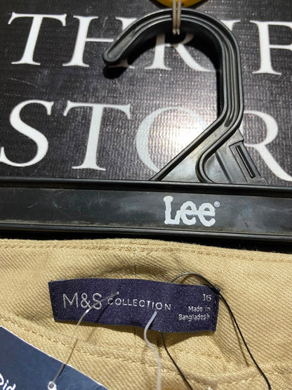 M&S |XXL| WAIST 36| A11| BEIGE LINEN-BLEND HIGH-RISE WIDE-LEG TROUSERS