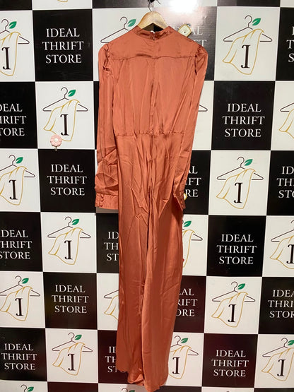 ASOS |M| BUST 19| A11| WOMEN'S RUST ORANGE SATIN HIGH-NECK MAXI DRESS