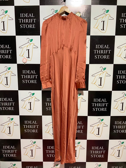 ASOS |M| BUST 19| A11| WOMEN'S RUST ORANGE SATIN HIGH-NECK MAXI DRESS