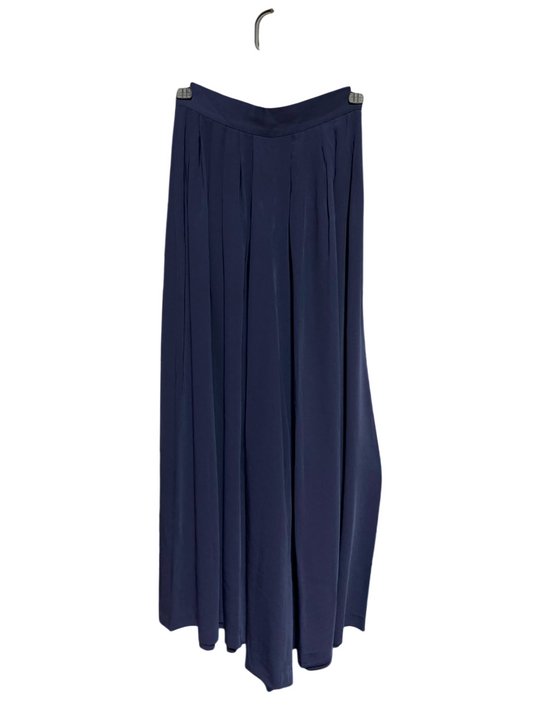 MASSIUM DUTTI |XS| WAIST 22| A12| NAVY BLUE HIGH-WAISTED PLEATED WIDE-LEG PALAZZO TROUSERS