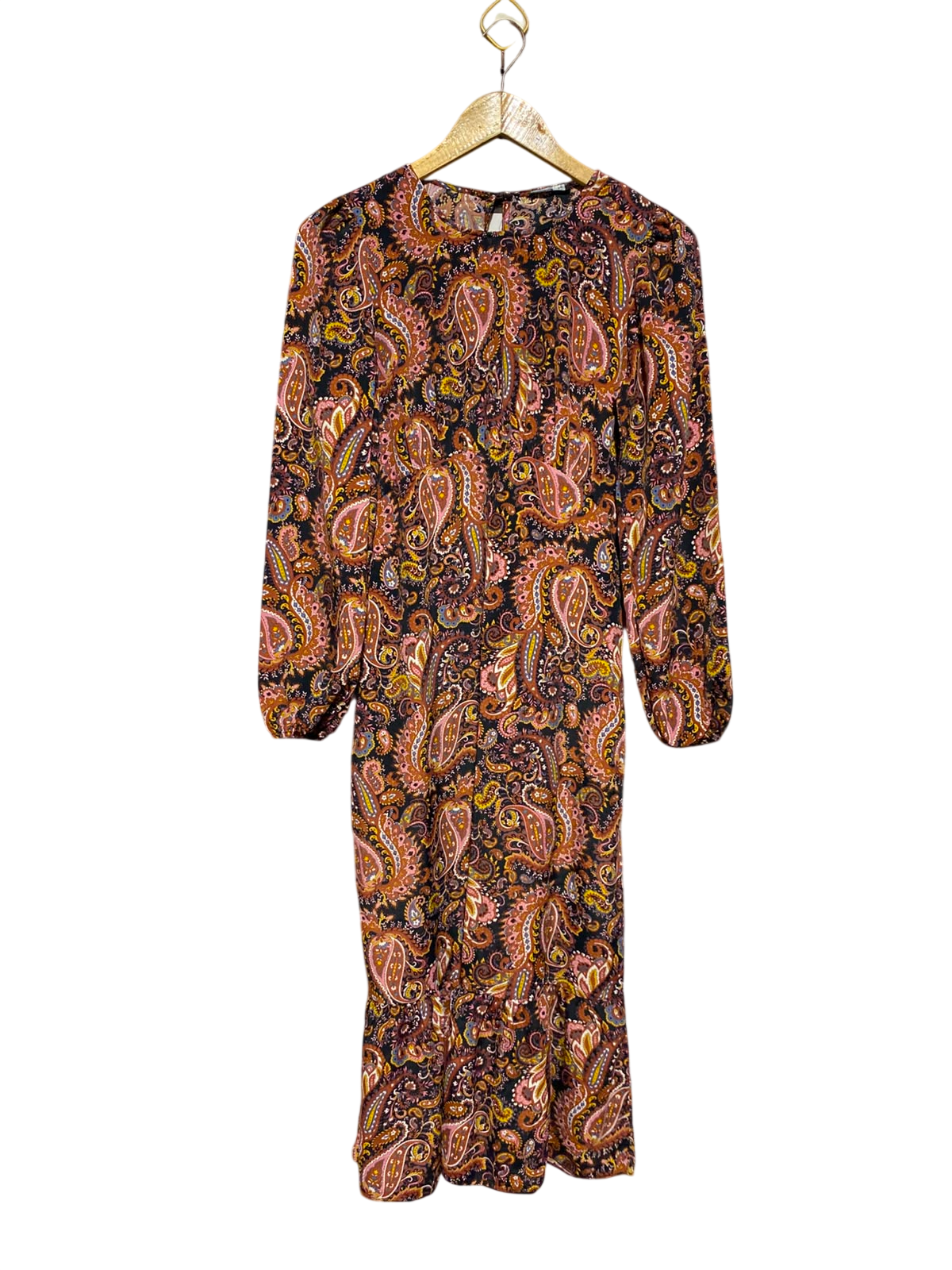 PEP & CO |S| BUST 16| A12| MULTICOLOR PAISLEY PRINT MIDI DRESS - LONG SLEEVE BOHO DRESS