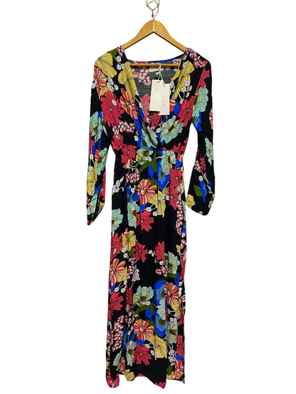 SWEET GIRL |XL| BUST 18| A13| MULTICOLOR FLORAL V-NECK MAXI DRESS - LONG SLEEVE BOHO DRESS