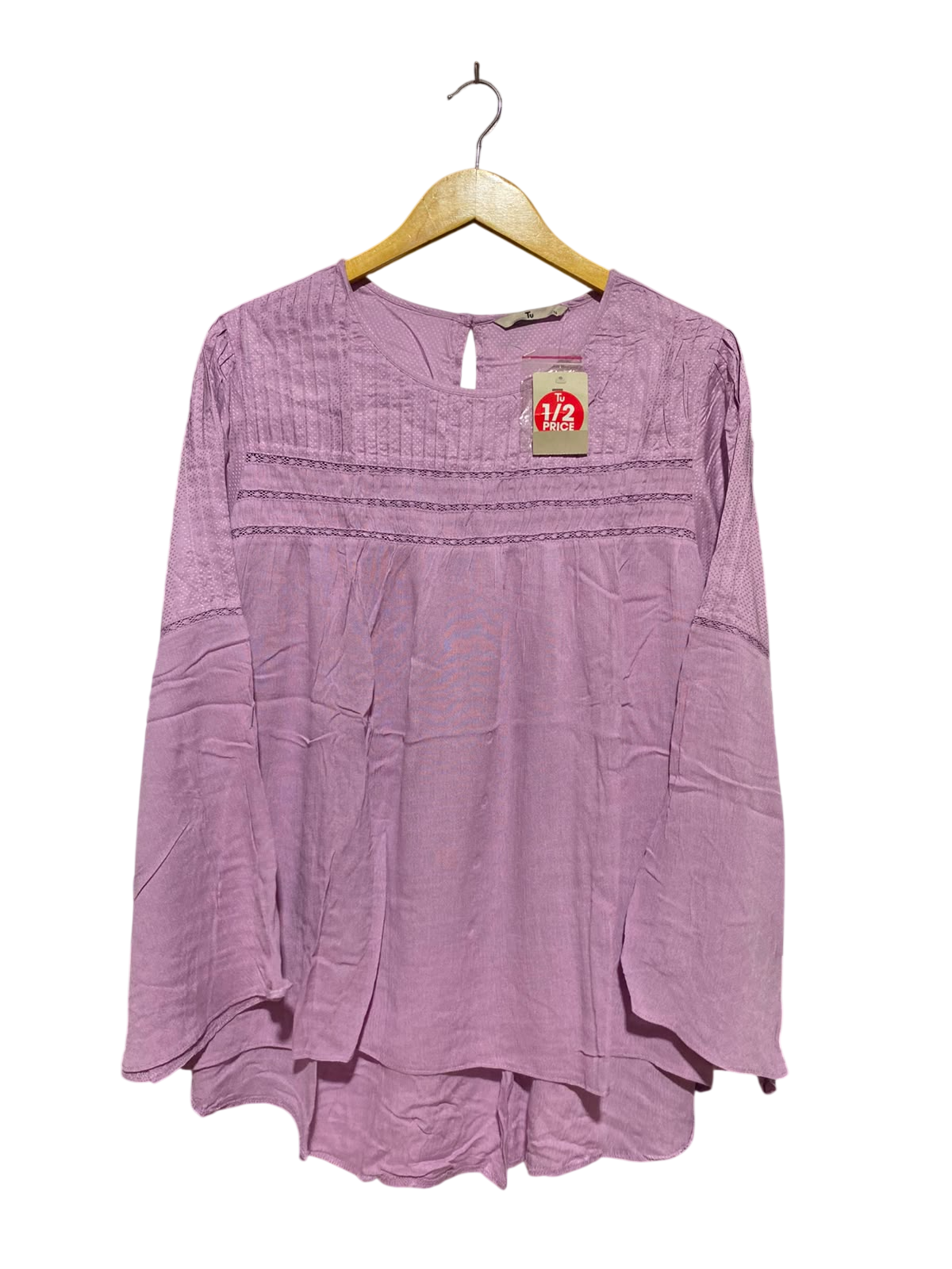 TU |XL| BUST 23| A13| LILAC LACE DETAIL PEASANT BLOUSE - LONG SLEEVE BOHEMIAN SUMMER TOP