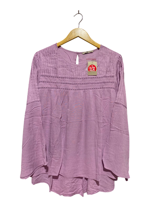 TU |XL| BUST 23| A13| LILAC LACE DETAIL PEASANT BLOUSE - LONG SLEEVE BOHEMIAN SUMMER TOP