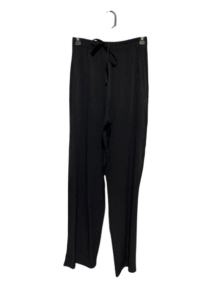 ANTONIA |XS| WAIST 24| A13| WOMEN'S BLACK RELAXED FIT WIDE LEG TROUSERS - CASUAL DRAWSTRING PALAZZO PANTS