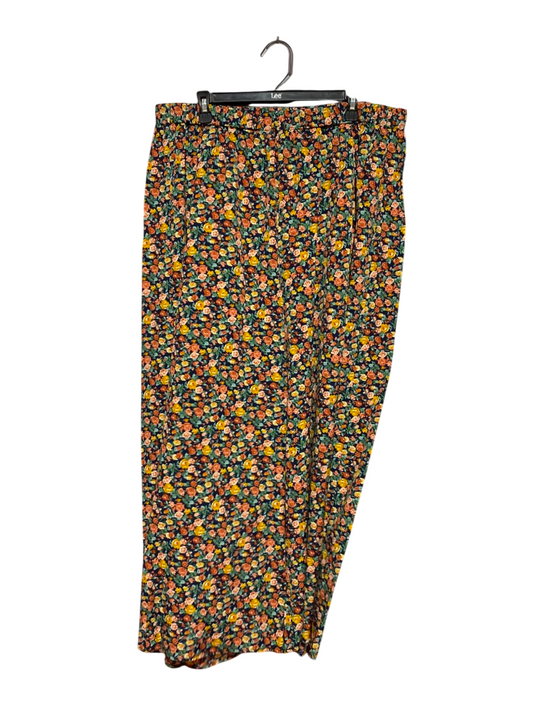 |XXL| WAIST 36| A13| WOMEN'S FLORAL PRINT WIDE LEG TROUSERS - CASUAL MULTICOLOR BOHEMIAN SUMMER PANTS