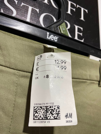 H&M |S| WAIST 26| A13| WOMEN'S SLIM FIT TAILORED TROUSERS IN OLIVE GREEN - CLASSIC FORMAL & CASUAL CHINOS