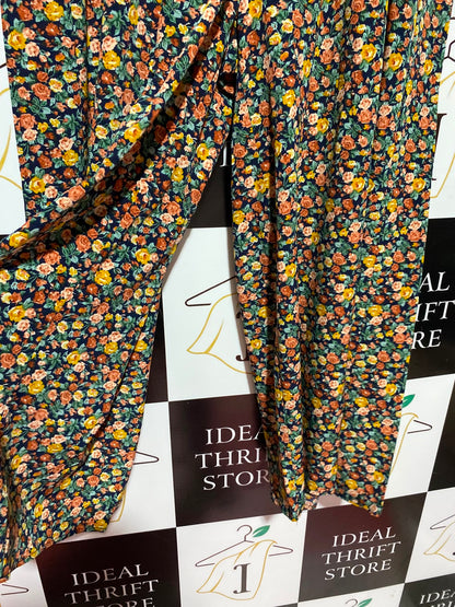 |XXL| WAIST 36| A13| WOMEN'S FLORAL PRINT WIDE LEG TROUSERS - CASUAL MULTICOLOR BOHEMIAN SUMMER PANTS