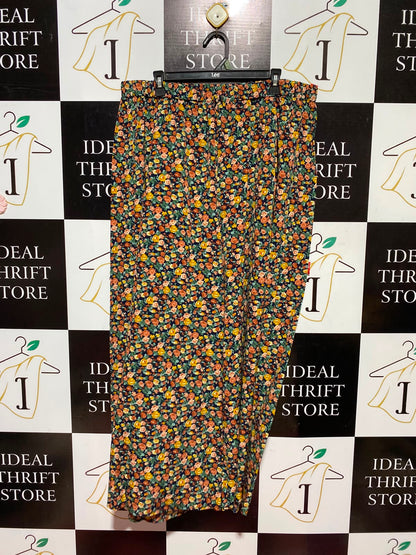 |XXL| WAIST 36| A13| WOMEN'S FLORAL PRINT WIDE LEG TROUSERS - CASUAL MULTICOLOR BOHEMIAN SUMMER PANTS