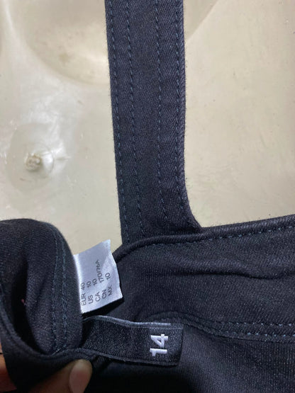 H&M DIVIDED |M| A13| WOMEN'S BLACK DENIM OVERALLS - SLIM FIT DUNGAREES WITH ZIPPER POCKET DETAILS