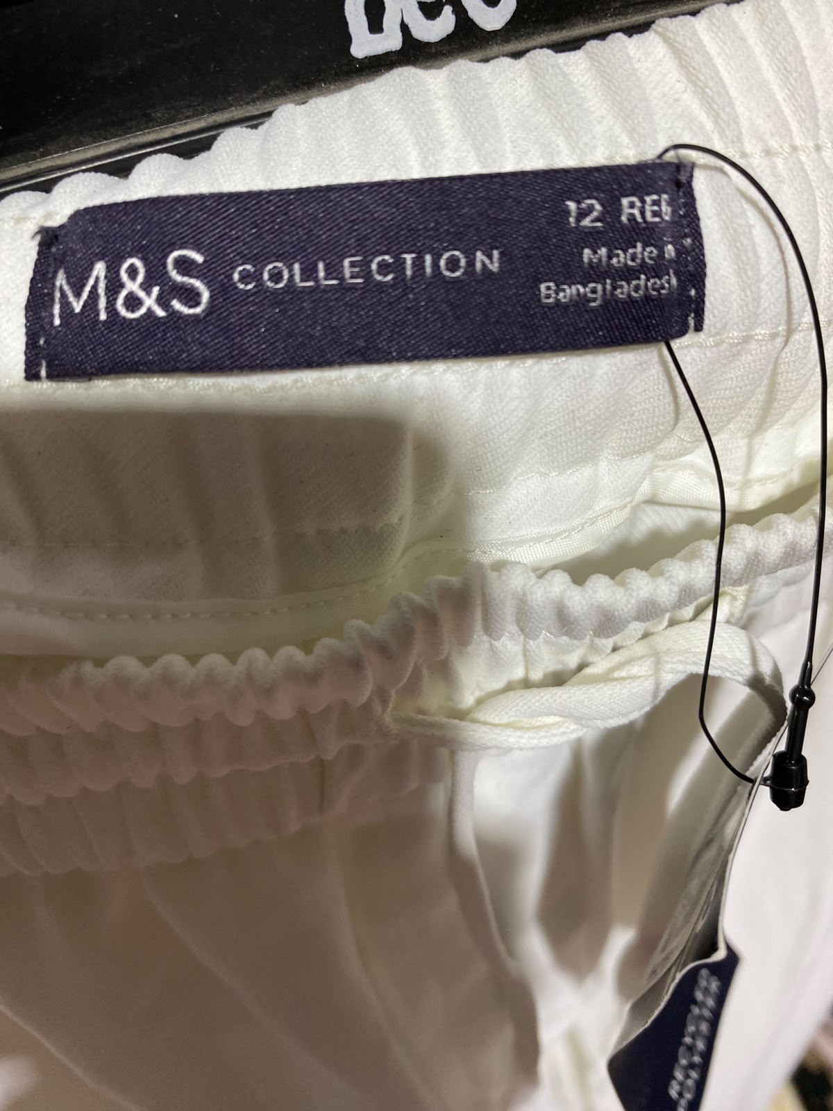 M&S |L| WAIST 30| A13| WHITE HIGH RISE CROPPED WIDE LEG TROUSERS - CASUAL DRAWSTRING PALAZZO PANTS