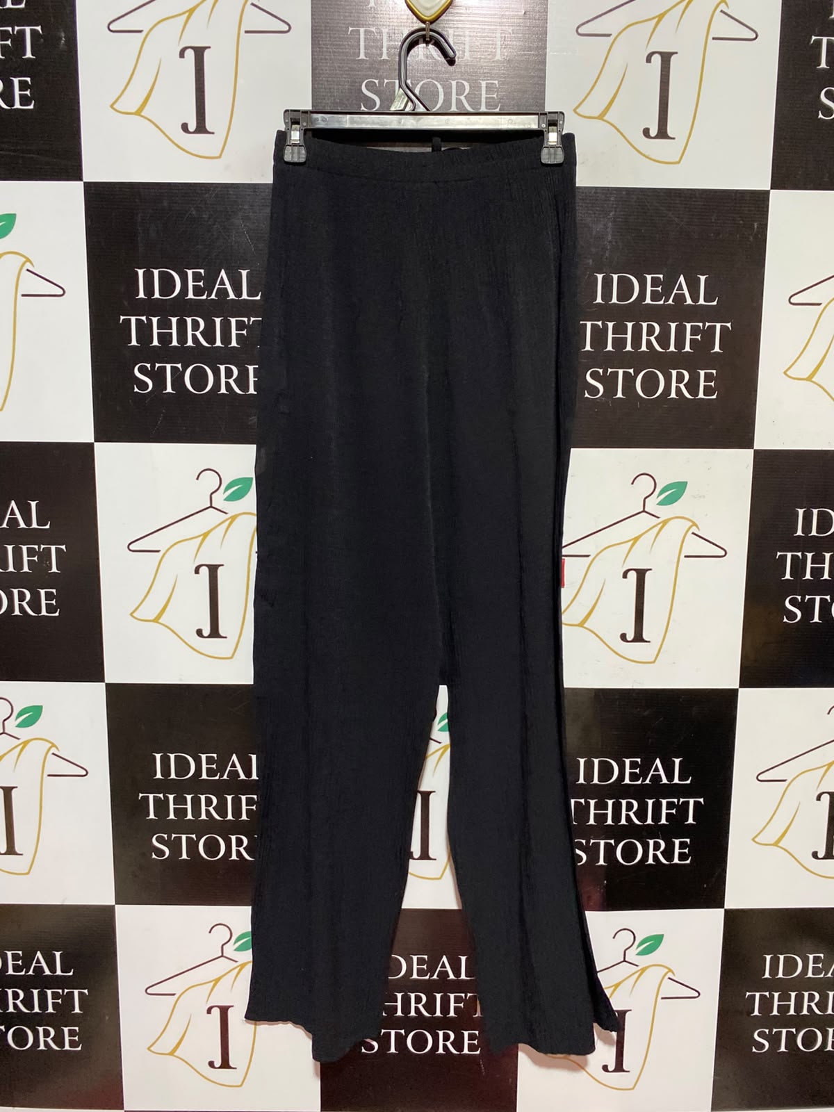 ANTONIA |XS| WAIST 24| A13| WOMEN'S BLACK RELAXED FIT WIDE LEG TROUSERS - CASUAL DRAWSTRING PALAZZO PANTS