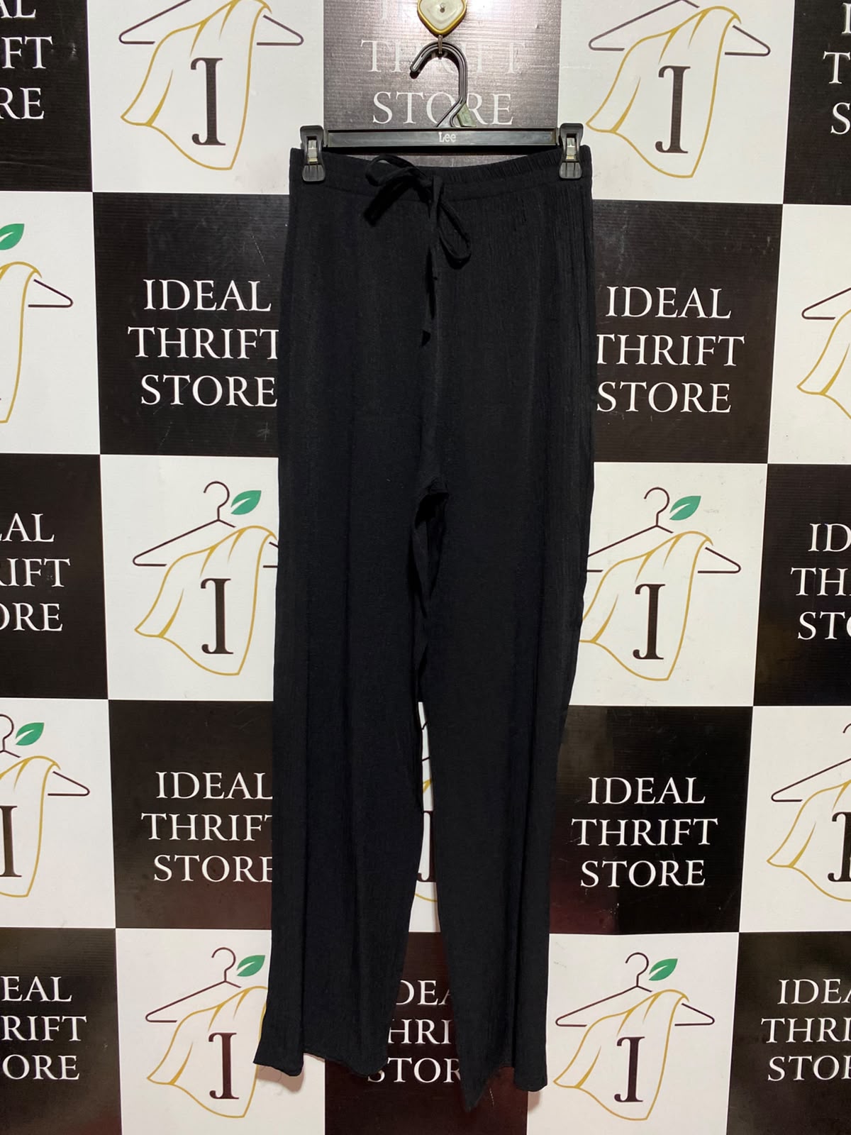 ANTONIA |XS| WAIST 24| A13| WOMEN'S BLACK RELAXED FIT WIDE LEG TROUSERS - CASUAL DRAWSTRING PALAZZO PANTS