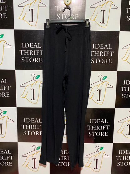 ANTONIA |XS| WAIST 24| A13| WOMEN'S BLACK RELAXED FIT WIDE LEG TROUSERS - CASUAL DRAWSTRING PALAZZO PANTS
