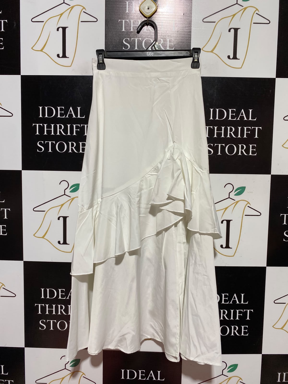 SHEIN |XS| WAIST 24| A13| WOMEN'S ELEGANT WHITE RUFFLED MAXI SKIRT - HIGH WAISTED ASYMMETRICAL TIERED SKIRT