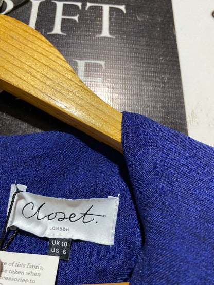 CLOSET |M| BUST FREE| A13| ROYAL BLUE BELTED MIDI DRESS - ELEGANT SHORT SLEEVE FORMAL & CASUAL DRESS