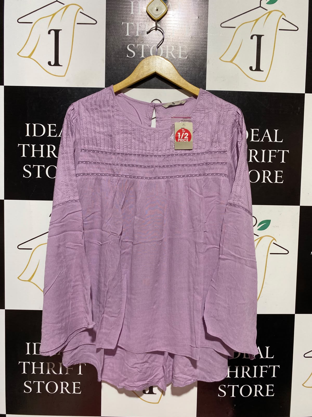TU |XL| BUST 23| A13| LILAC LACE DETAIL PEASANT BLOUSE - LONG SLEEVE BOHEMIAN SUMMER TOP