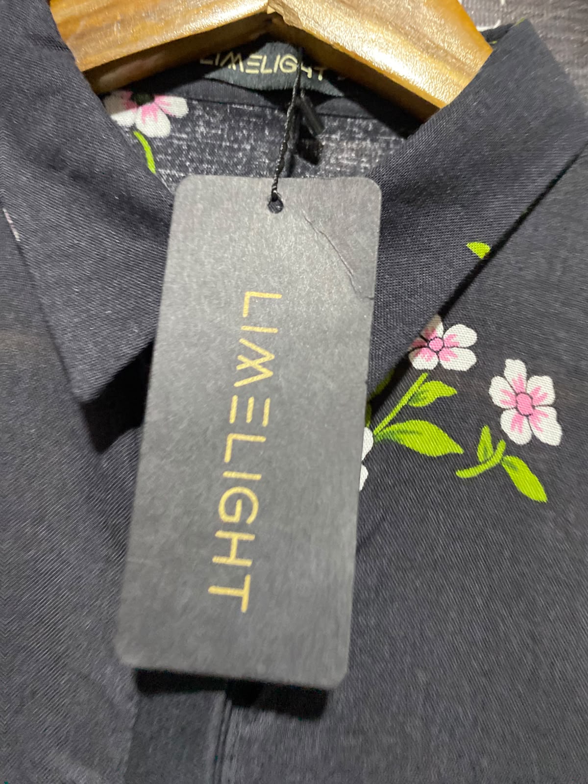 LIMELIGHT |M| BUST 18| A13| BLACK FLORAL PRINT MAXI SHIRT DRESS - LONG SLEEVE COLLARED DRESS