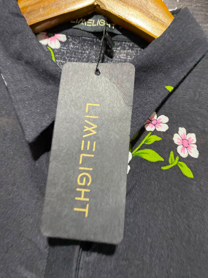 LIMELIGHT |M| BUST 18| A13| BLACK FLORAL PRINT MAXI SHIRT DRESS - LONG SLEEVE COLLARED DRESS