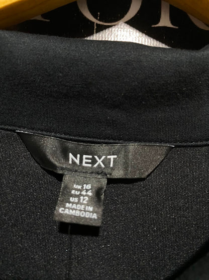 NEXT |M| BUST 19| A13| BLACK ZIP-FRONT UTILITY SHIRT DRESS - LONG SLEEVE BELTED SHIRT DRESS