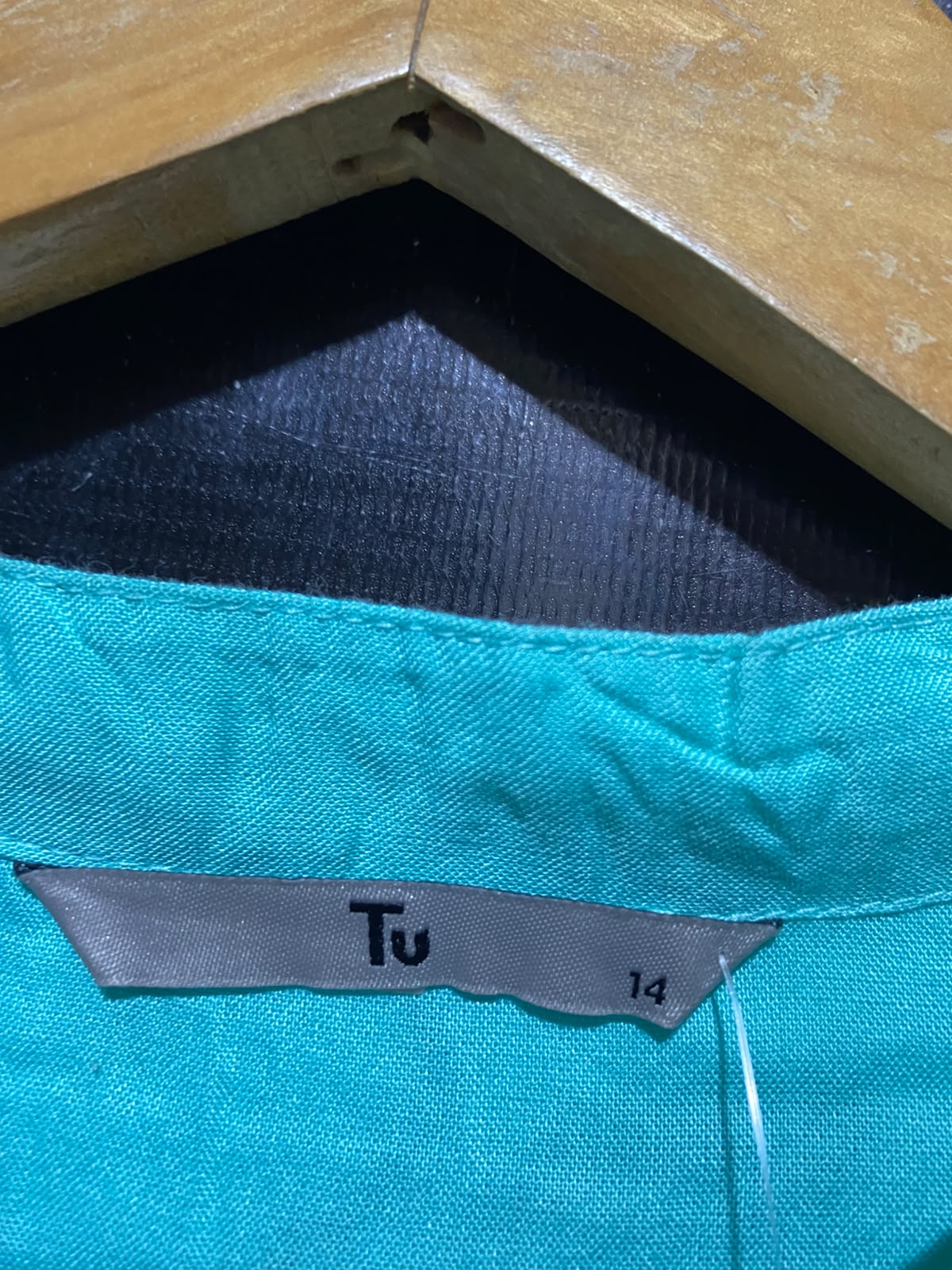 TU |L| BUST 19| A13| MINT GREEN PIN-TUCK CASUAL BLOUSE - ROLL-TAB SLEEVE SUMMER TOP