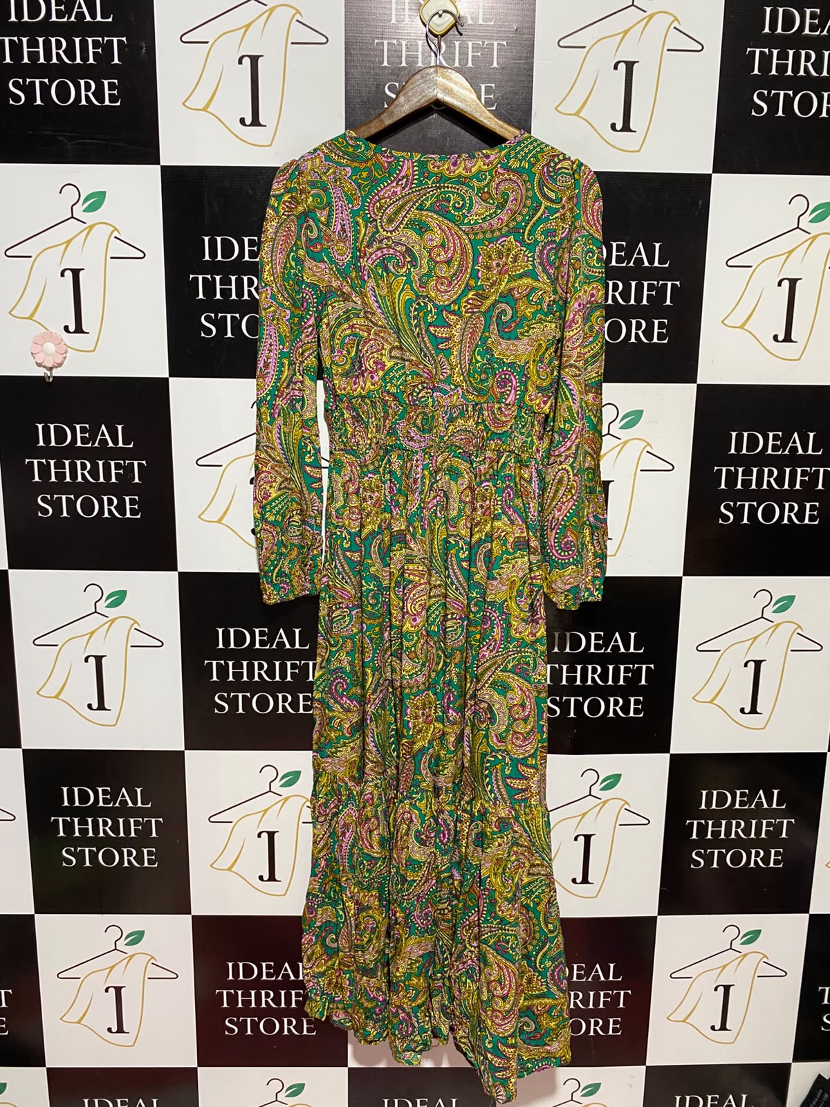 RUSTTY DUSTTY |M| BUST 17| A13| GREEN MULTICOLOR PAISLEY MAXI DRESS