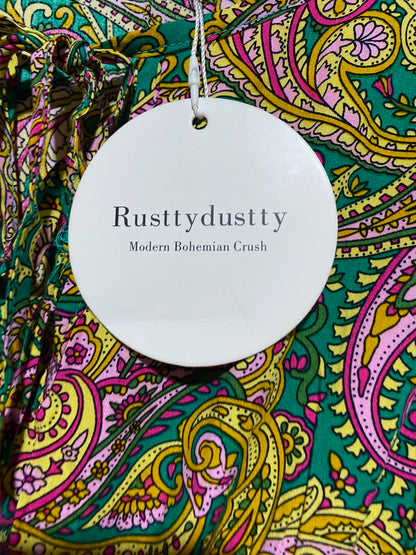 RUSTTY DUSTTY |M| BUST 17| A13| GREEN MULTICOLOR PAISLEY MAXI DRESS