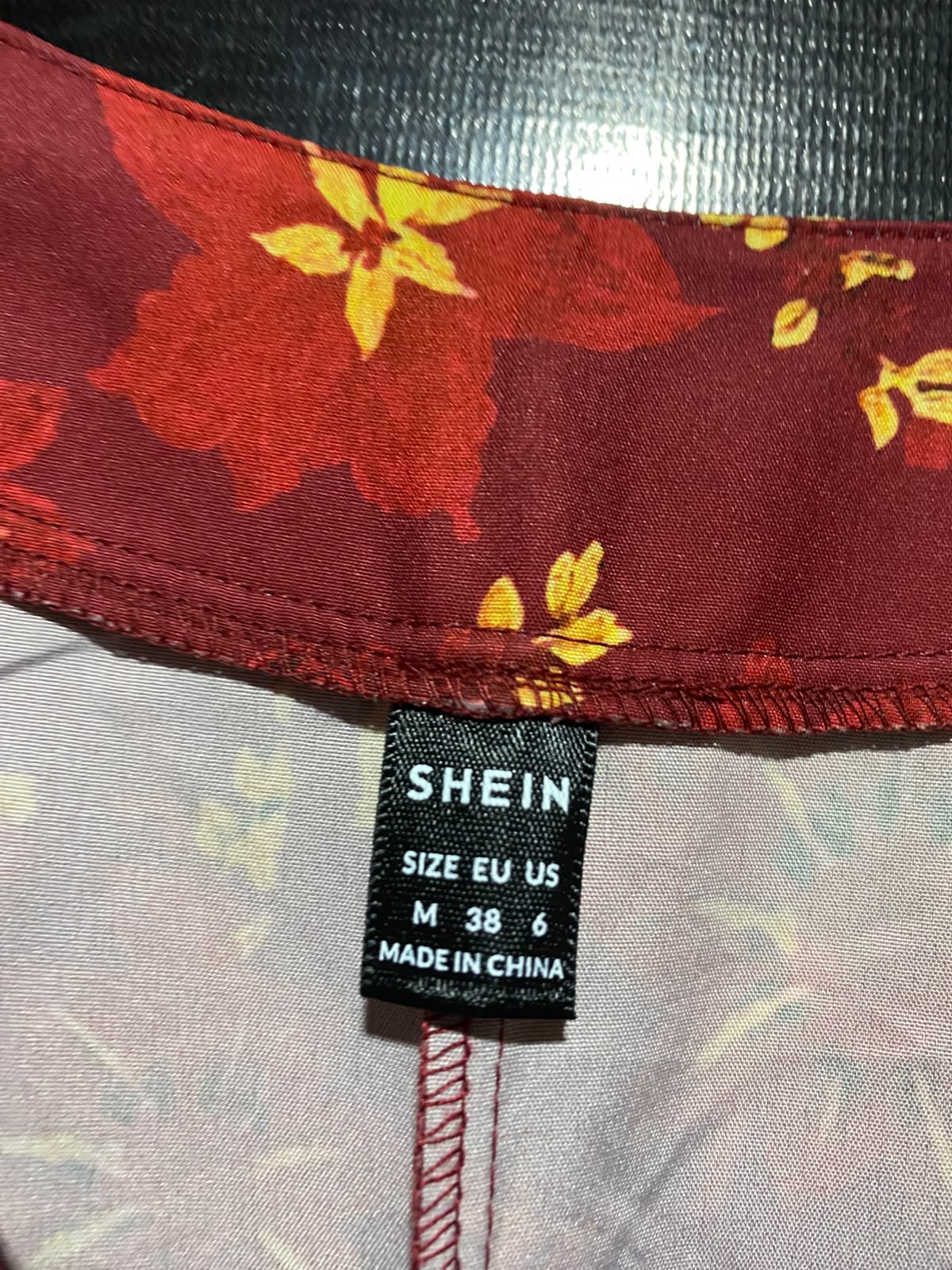 SHEIN |M| BUST 20| A13| MAROON & GOLD FLORAL MAXI DRESS - LONG SLEEVE BOHO DRESS