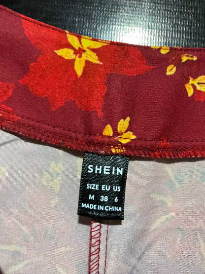 SHEIN |M| BUST 20| A13| MAROON & GOLD FLORAL MAXI DRESS - LONG SLEEVE BOHO DRESS