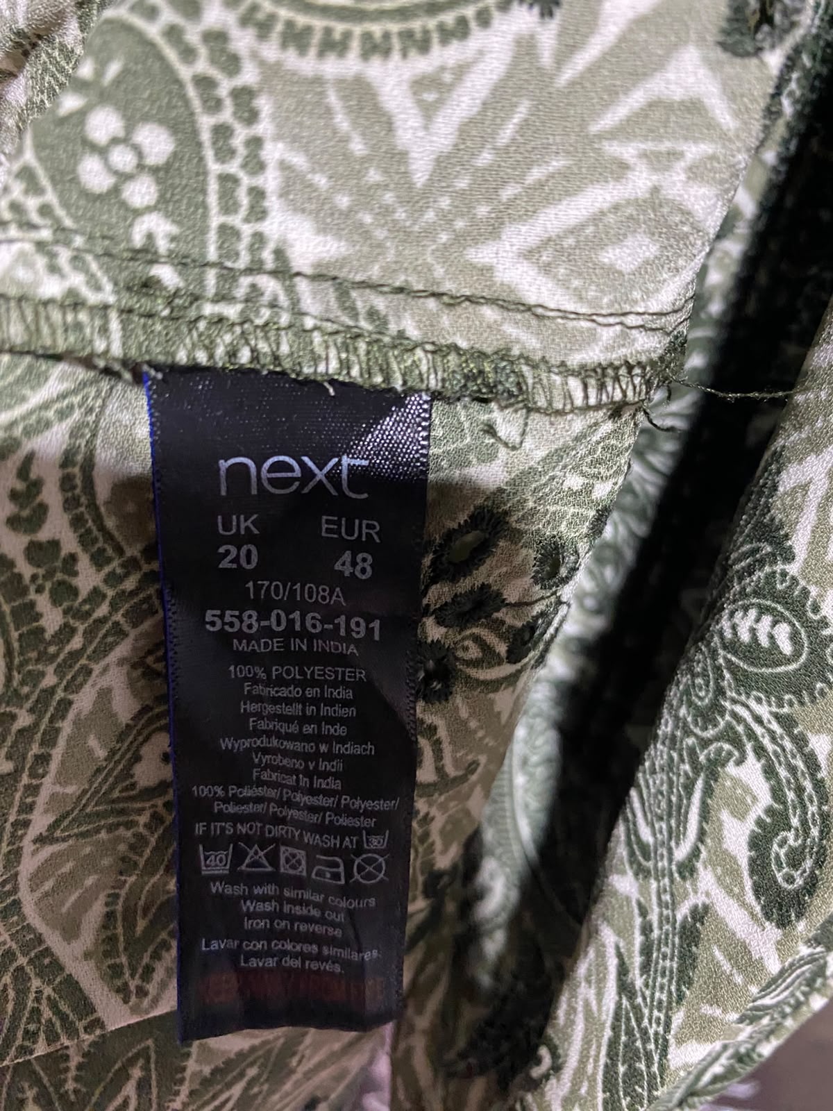 NEXT |XL| BUST 22| A13| OLIVE GREEN PAISLEY EMBROIDERED MINI DRESS - BOHO TUNIC DRESS