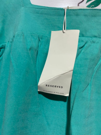 RESERVED |M| BUST 18| A13| TURQUOISE GREEN PUFF SLEEVE MIDI DRESS - SQUARE NECK TIERED DRESS