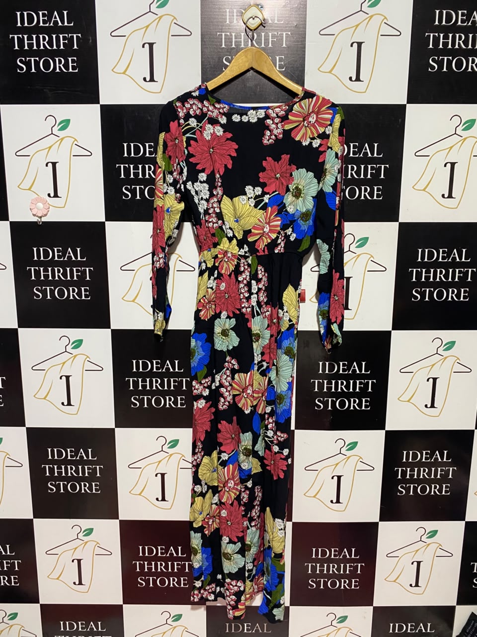 SWEET GIRL |XL| BUST 18| A13| MULTICOLOR FLORAL V-NECK MAXI DRESS - LONG SLEEVE BOHO DRESS