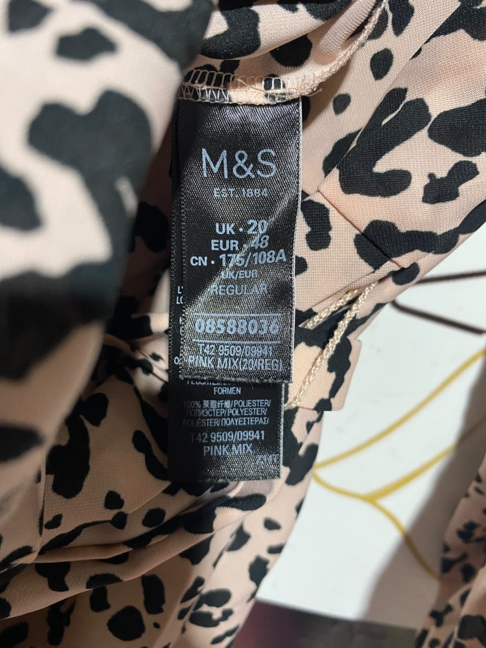 M&S |L| BUST 21| A13| PINK LEOPARD PRINT SHIRT DRESS - LONG SLEEVE BELTED MIDI DRESS