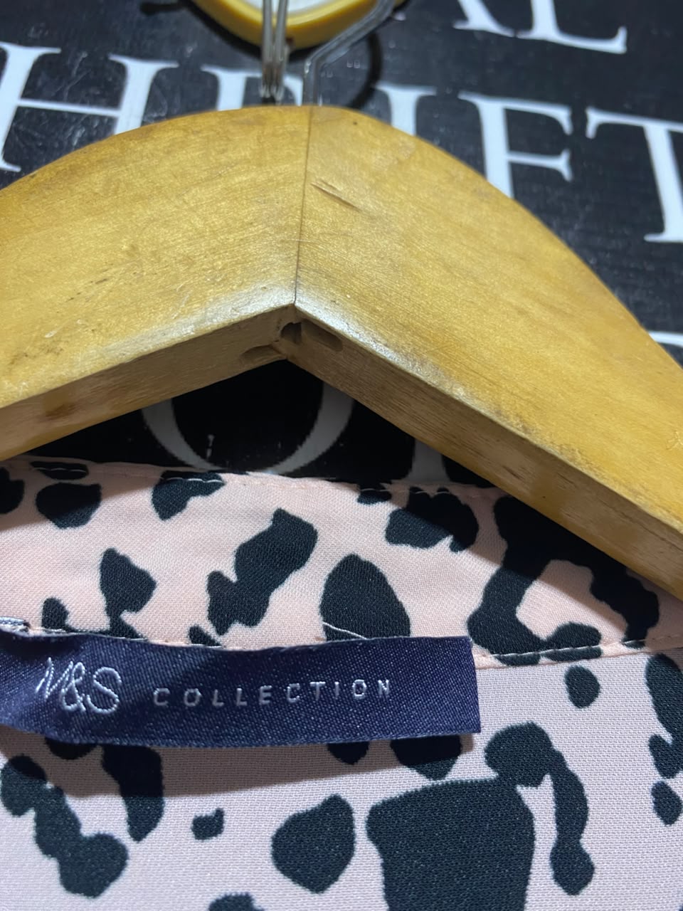 M&S |L| BUST 21| A13| PINK LEOPARD PRINT SHIRT DRESS - LONG SLEEVE BELTED MIDI DRESS