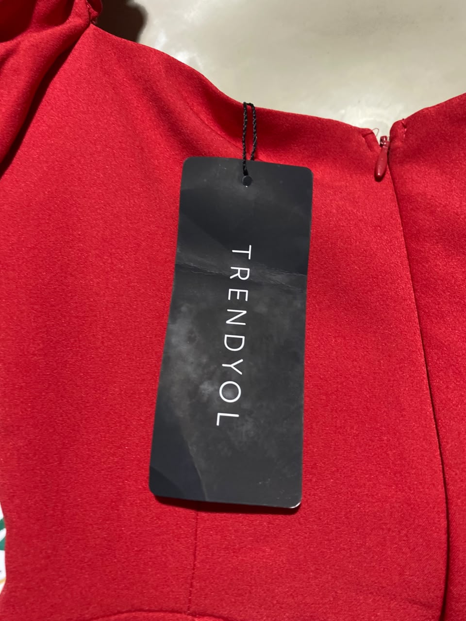 TRENDYOL |S| BUST 15| A12| RED PUFF SLEEVE SWEETHEART MIDI DRESS - ELEGANT MERMAID SILHOUETTE DRESS